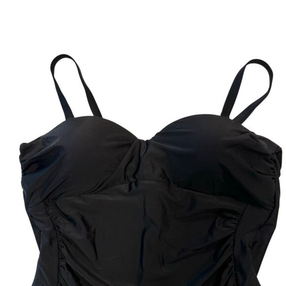 Missguided Plus Ruched High Waist Underwire One-Piece Swimsuit Black Size 12 - Picture 3 of 5